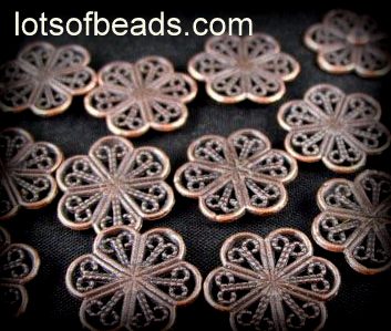 Copper filigree charm bead connector